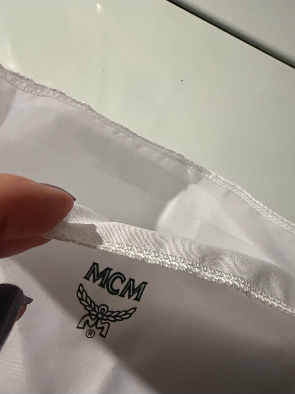 Designer- like  white satin and Black Logo Dust Pouch - Picture 4 of 4